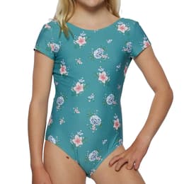 O'Neill Girls' Chan Floral Short Sleeve Back Tie One Piece Swimsuit