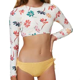O'Neill Girl's Brook Floral Long Sleeve Crop Set Swimsuit