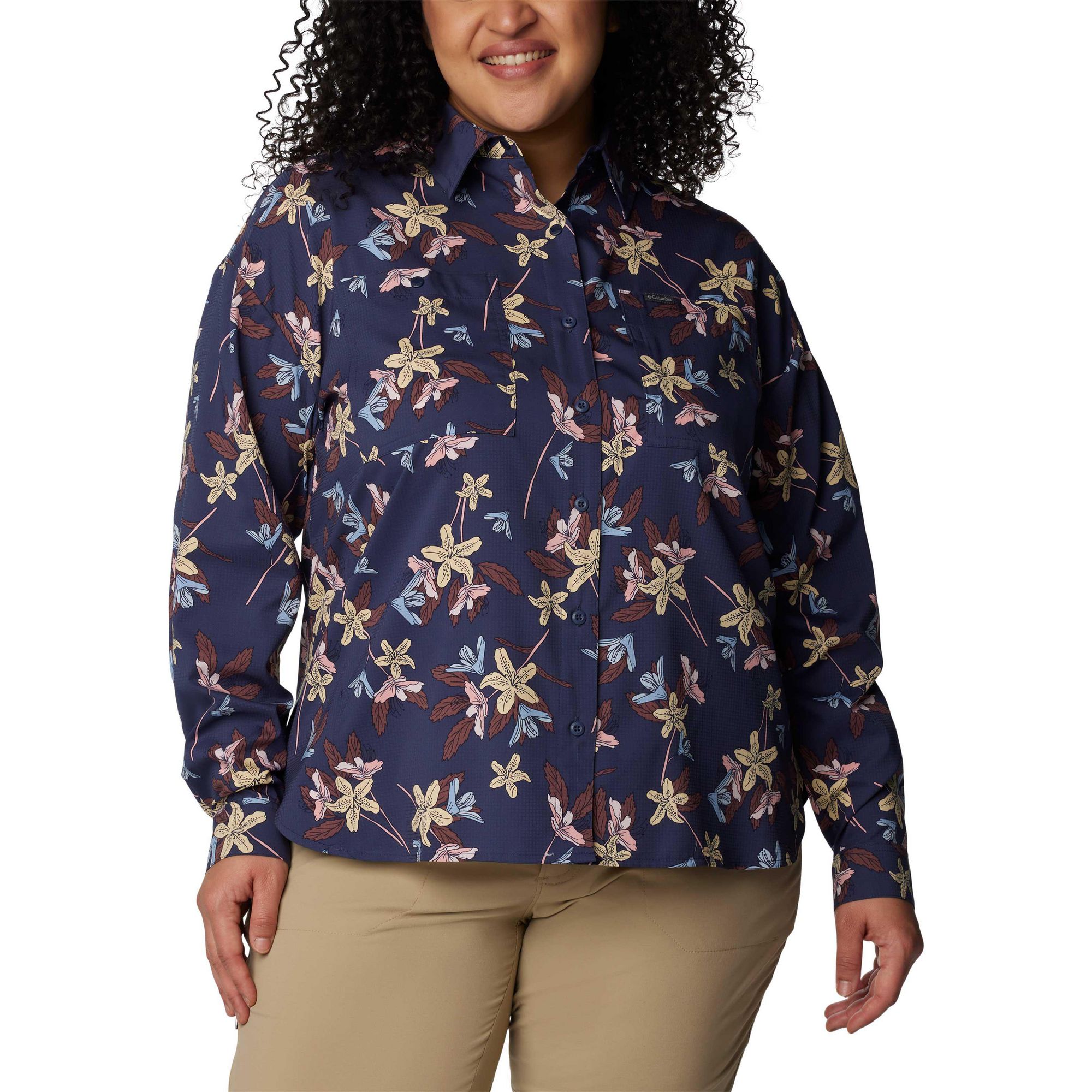 Columbia Women's Silver Ridge Utility Patterned Long Sleeve Plus Size Shirt -  00195980222198