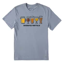 Life Is Good Men's Diversified Portfolio Beer Glass Crusher T Shirt