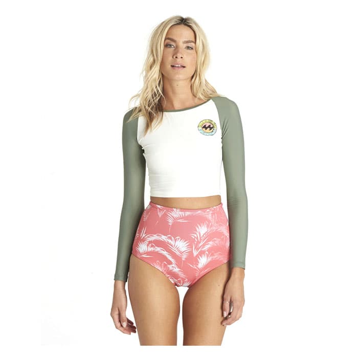 Billabong Womens Island Time Long Sleeve Crop Rashguard Sun And Ski Sports