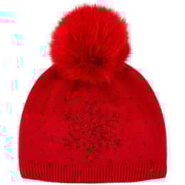 Mitchies Matchings Women's Crystal Snowflake Faux Pom Knit Beanie