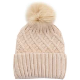 Mitchies Matchings Women's Angora Knitted Faux Pom Beanie