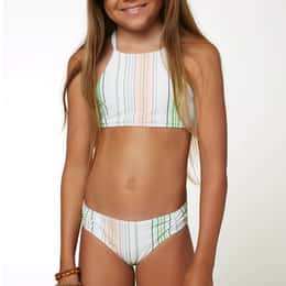 O'Neill Girl's Beach Stripe Braided Hi-Neck Top Set Swimsuit