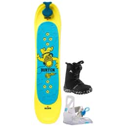 Burton Kids' Riglet Snowboard + Grom Disc Snowboard Bindings + Grom BOA Snowboard Boots Package 24'