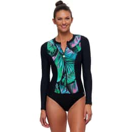 Next By Athena Women's Long Sleeve Malibu One Piece Swimsuit