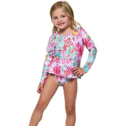 Beach Lingo Little Girls' Glisten Garden Long Sleeve Rash Suit