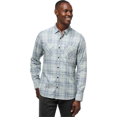 TravisMathew Men's Cloud Flannel Plaid Long Sleeve Button Up Shirt alt image view 0
