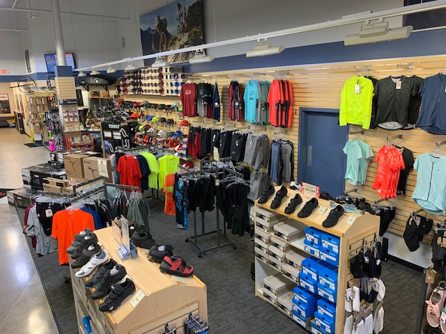 Sun & Ski sports Fort Worth bike shop with gear on display