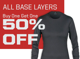 All base layers, buy one get one 50% off.
