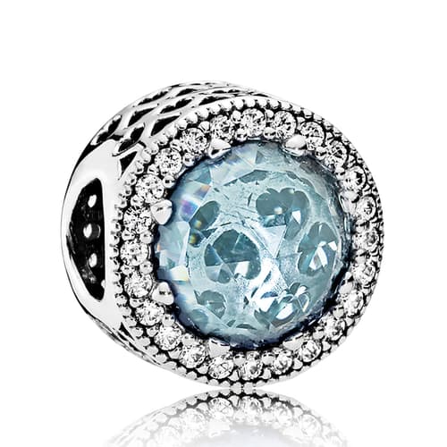 PANDORA Radiant Hearts, Glacier-Blue Crystals &amp; Clear CZ Charm