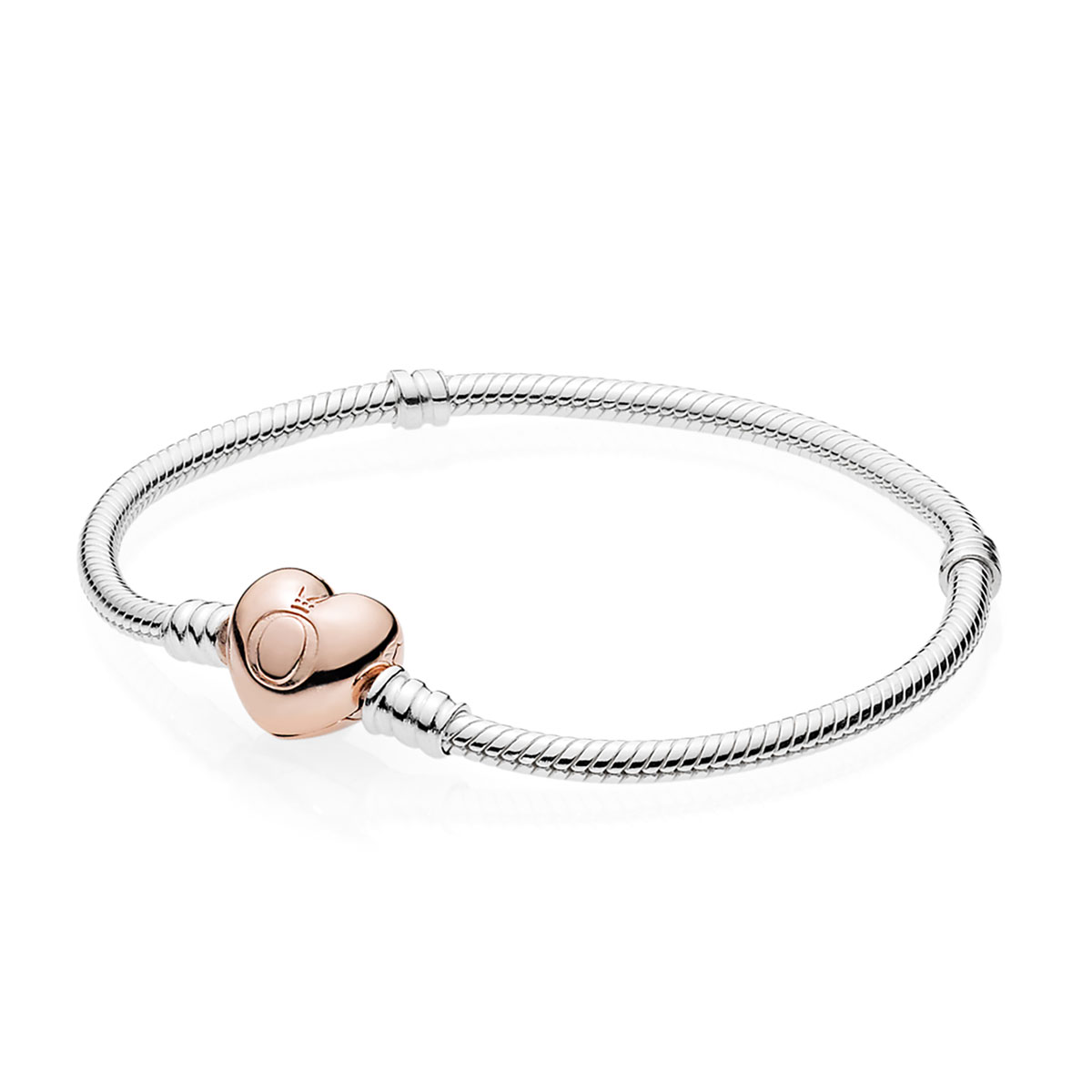 Pandora Moments Rose™ Heart Clasp Snake Chain Bracelet ...