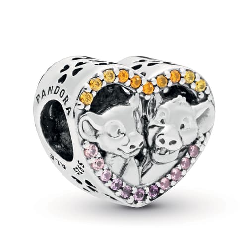 Pandora Disney Sparkling Simba &amp; Nala Heart Charm 798044NPRMX