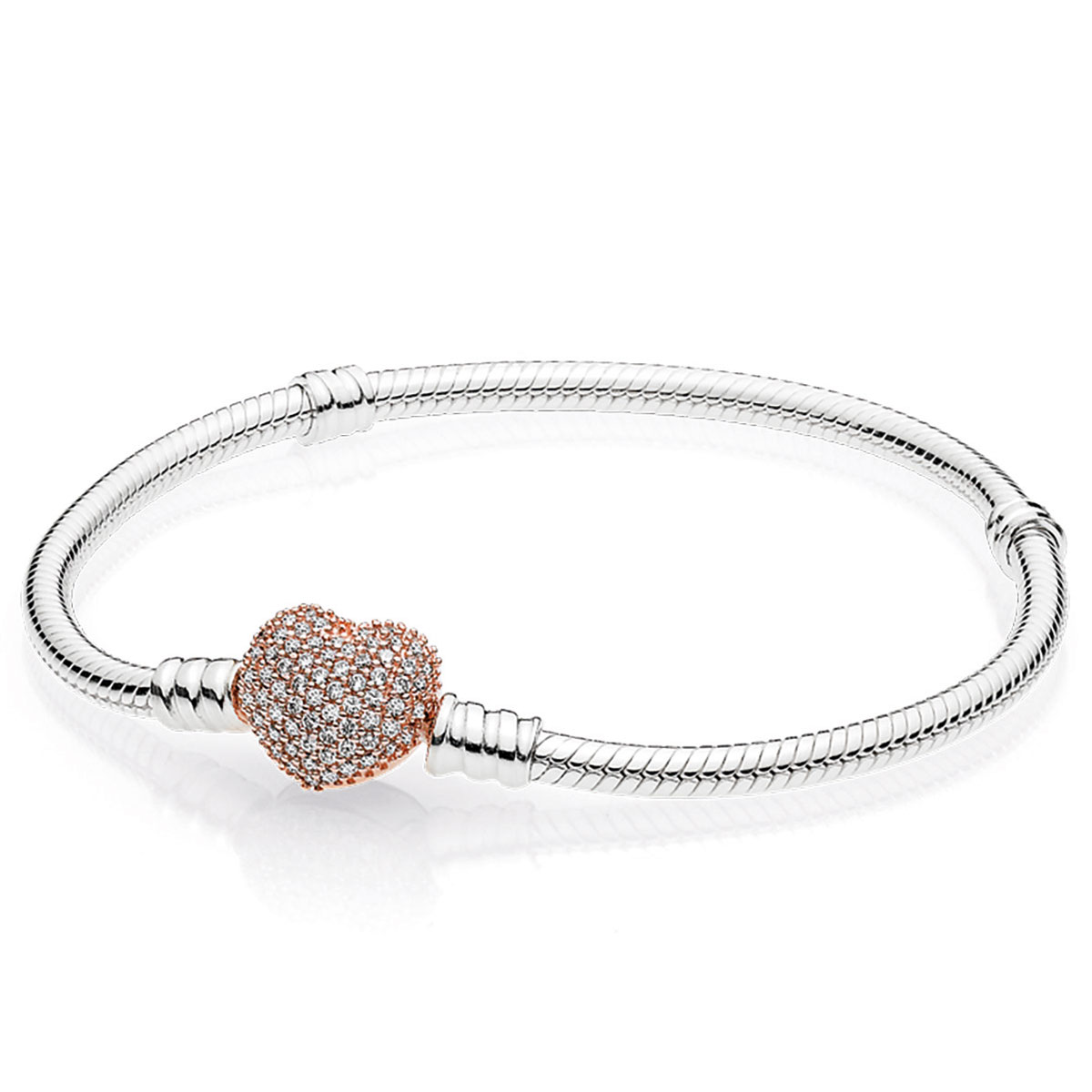 silver and rose gold bangle