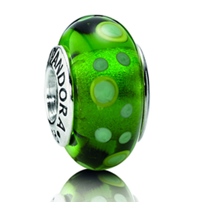 pandora green murano glass beads