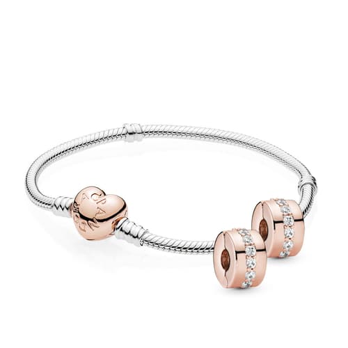 Sterling Silver Bracelet with Pandora Rose™ Heart Clasp, Two-tone