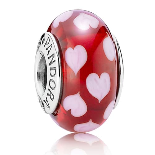 PANDORA Red Sweethearts Murano Glass