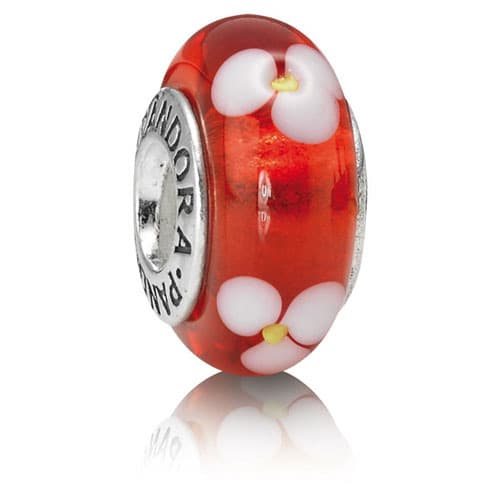 Pandora Red Flowers Murano Glass Charm RETIRED ONLY 1 LEFT