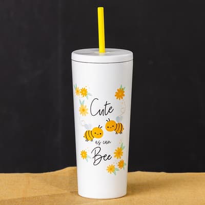 Cute As Can Bee 22 Oz. Tumbler with Straw