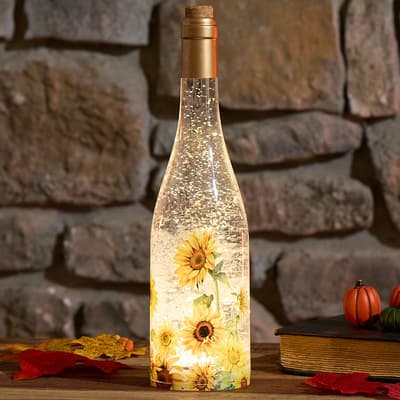 LED Sunflower Bottle Glitter Globe