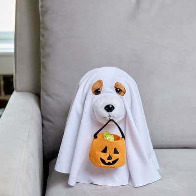 Ghost Costume Trick or Treat Motion Dog