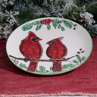 Stoneware Salad Plate - 2 Cardinals