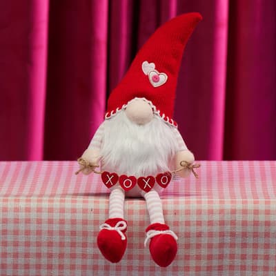 Red Fabric Gnome Sitter