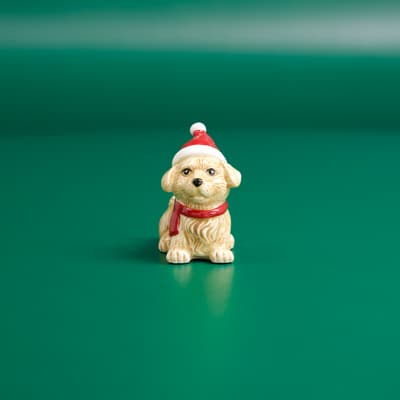 Dog with Santa Hat Mini Salt Shaker