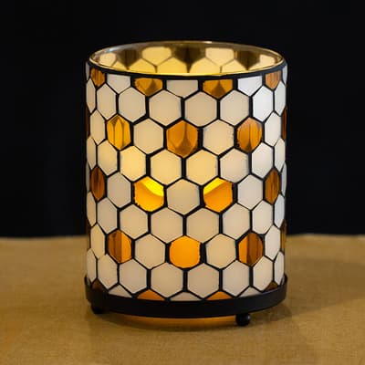 Mosaic Glass Vase with LED Candle