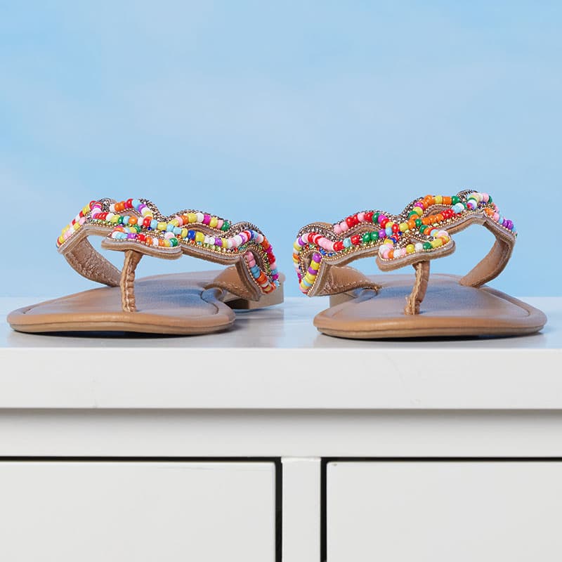 Colorful Beaded Sandals - Cracker Barrel