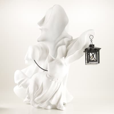 Ghost with Lantern and Walking Cat