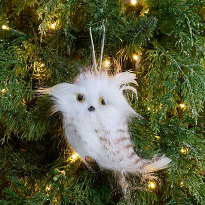 Furry Spotted Owl Ornament