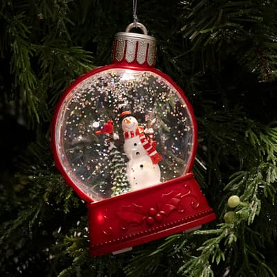LED Snowman Glitter Globe Ornament