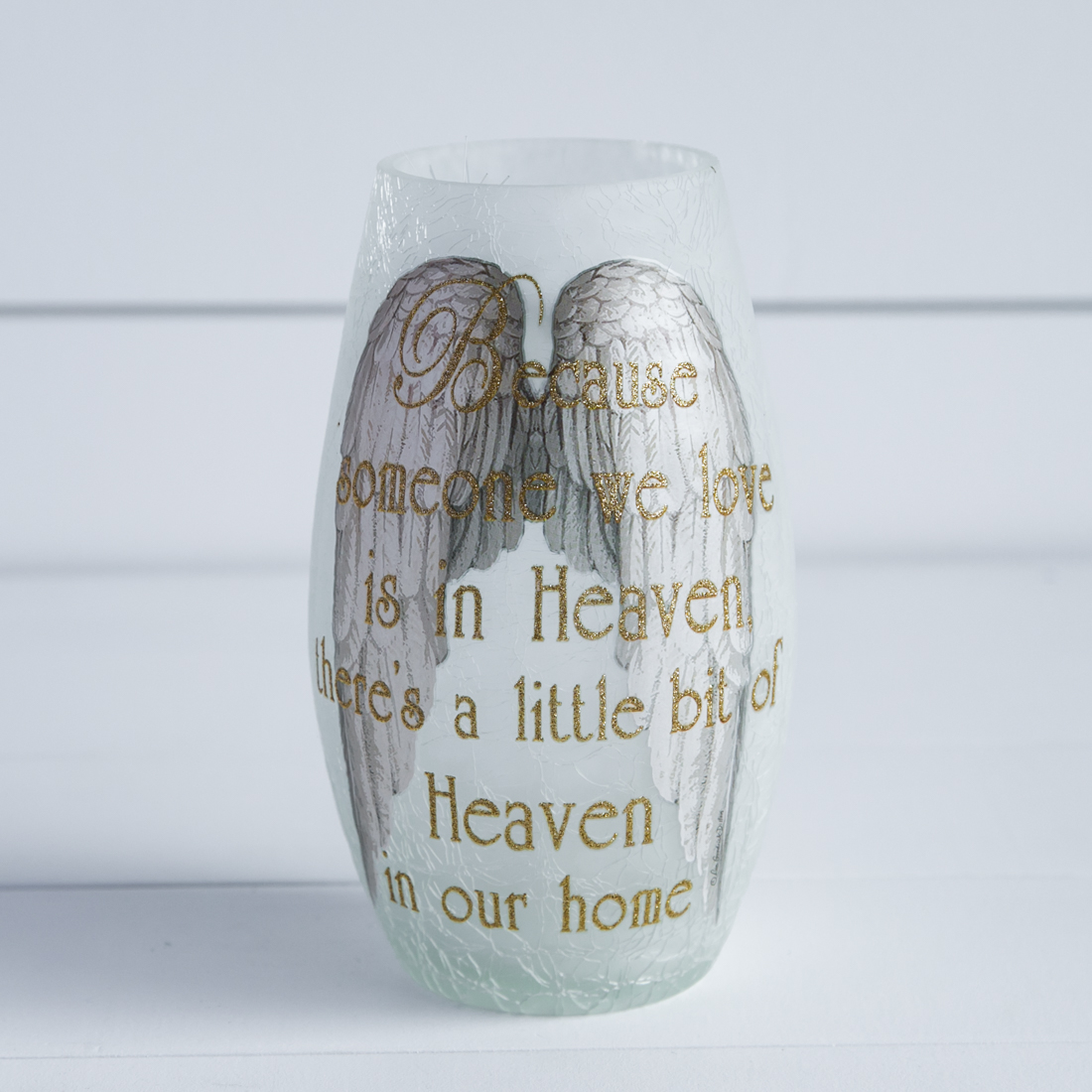 Pavilion Portacandele Votivo In Vetro Con Cardinali E Scritta 'Heaven In Our Home' - Regalo Di Condoglianze, Vaso Commemorativo