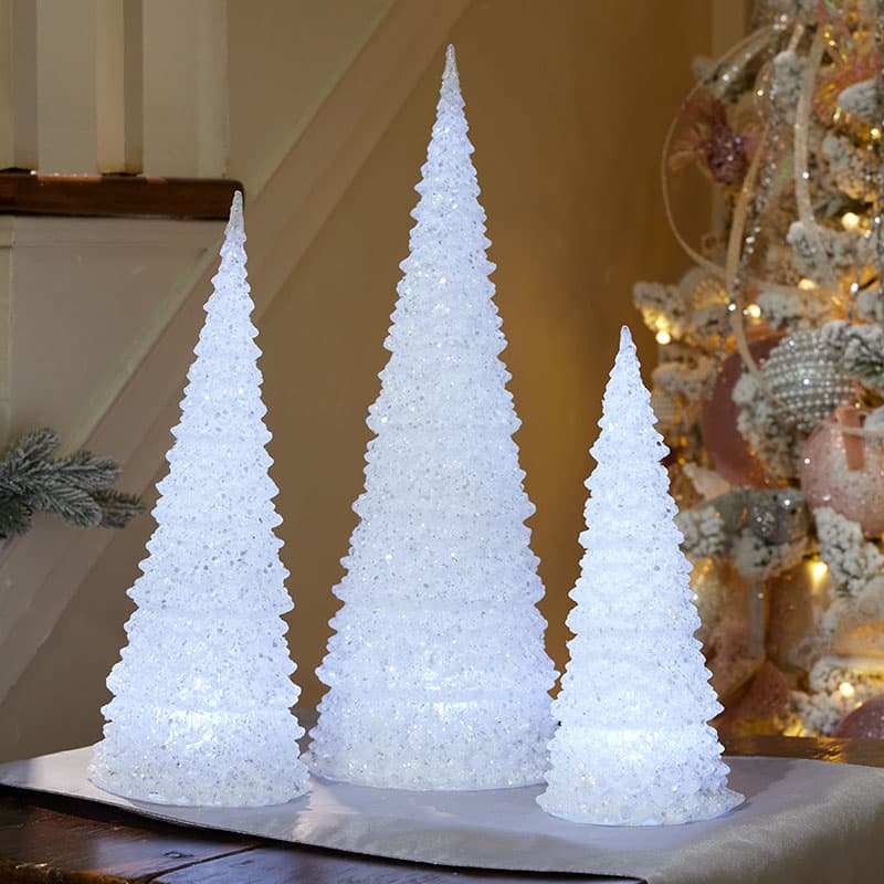 White Christmas Tree LED Square Pillow