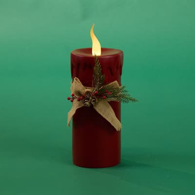 Medium Red LED Candle with Bow