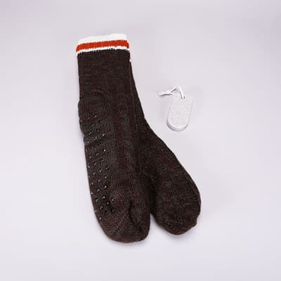 Bourbon and Shea Infused Cable Knit Lounge Socks-Brown and Orange