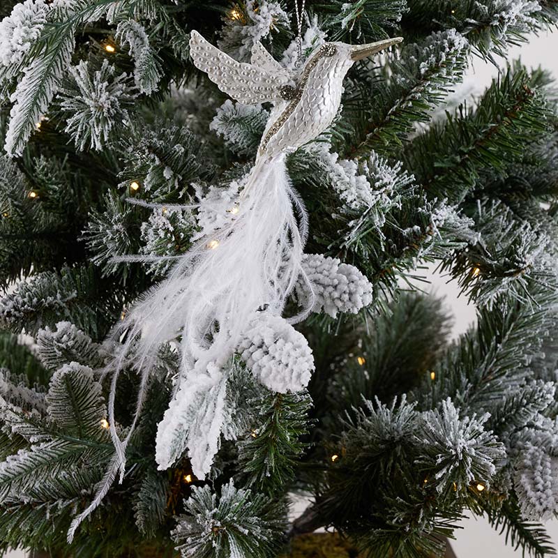 Jeweled Hummingbird with Feather Tail Ornament Cracker Barrel