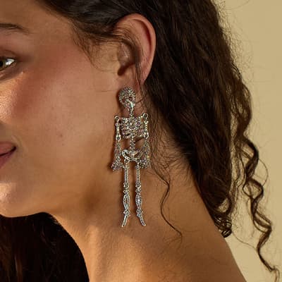 Bling Skeleton Earrings - Silver