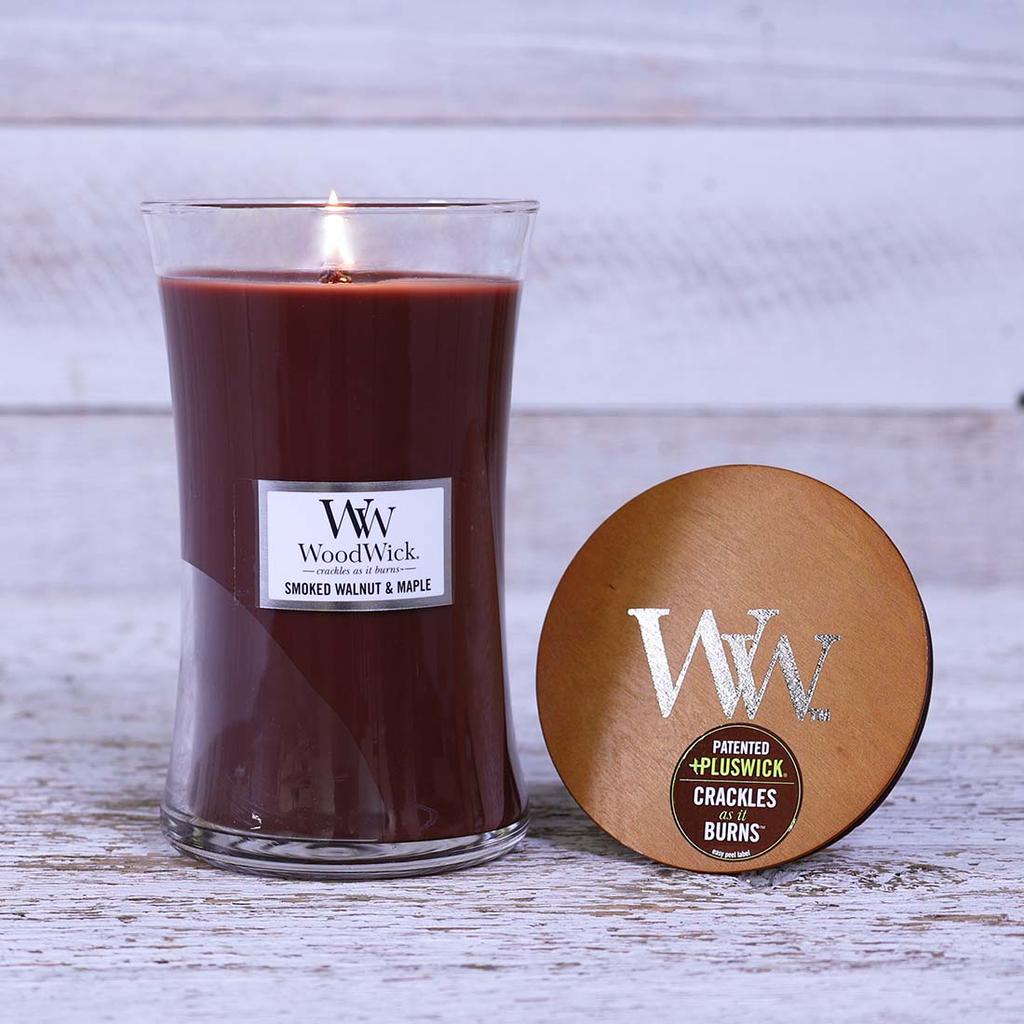 WoodWick Candle Smoked Walnut and Maple Large Jar - Cracker Barrel