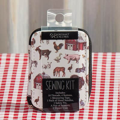 Farm Print Travel Sewing Kit