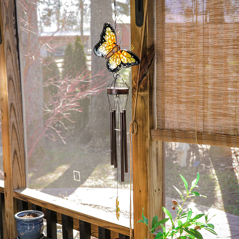 Solar Glass Butterfly Wind Chime Cracker Barrel