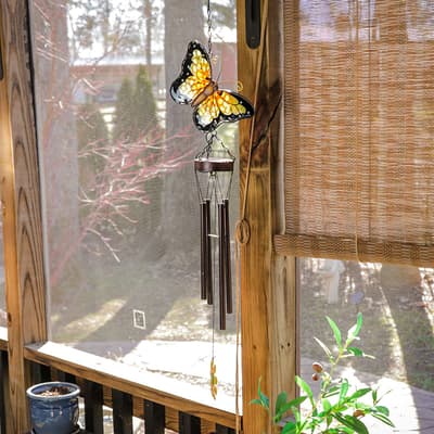 Solar Glass Butterfly Wind Chime