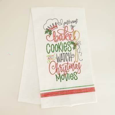 Bake Cookies Embroidered Tea Towel