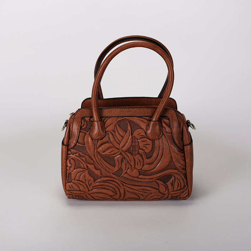 Brown Tooled Satchel - Cracker Barrel