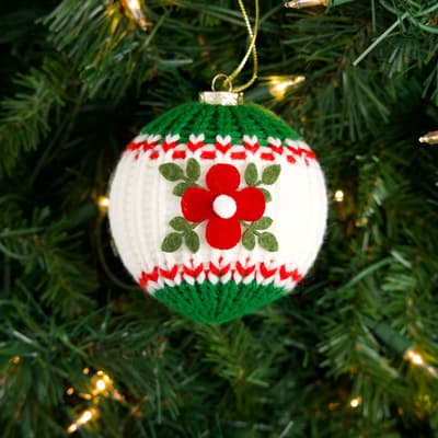 Knitted Flower Ball Ornament
