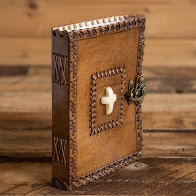 Stone Cross Leather Journal