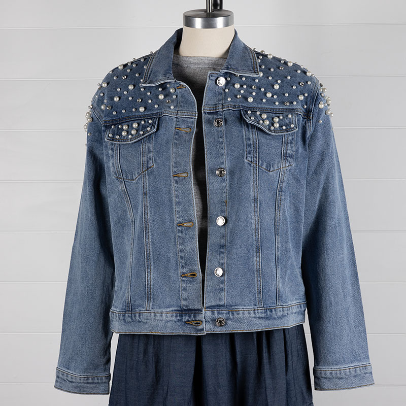 Pearl Bling Jean Jacket Cracker Barrel