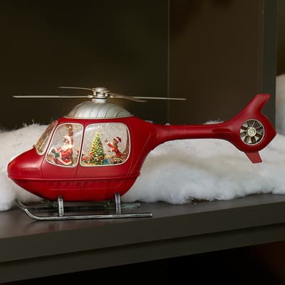 African American Santa's Helicopter Glitter Globe