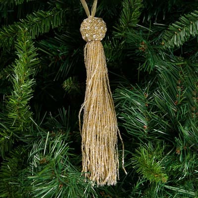 Gold Beaded Tassel Ornament
